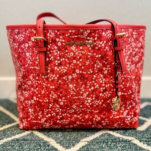 Michael Kors Jet Set Large Tote – Dark Sangria Floral | Rare | NWOT